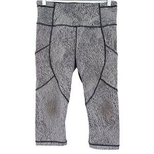 Lululemon Outrun 17" Crop Leggings Power Luxtreme Spray Jacquard White/Black 8